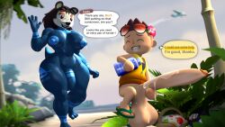 16:9 3d_(artwork) 4k absurd_res accessory aircraft airplane animal_crossing anthro balls basket beach big_balls big_breasts big_bulge big_penis blue_bodysuit bottomless breasts brown_quills bulge clothed clothing container digital_media_(artwork) duo english_text erection eulipotyphlan eyewear eyewear_on_head feet flower flower_in_hair footwear freckles_on_face genitals goggles gynomorph hair hair_accessory hedgehog hi_res huge_balls huge_cock humanoid hyper hyper_balls hyper_genitalia hyper_penis intersex male mammal nintendo nipple_outline on_one_leg penis picnic_basket plant plastic_bottle quill_hair quills revhearts rubber rubber_clothing rubber_suit sable_able sandals seaside shirt sleeveless_jacket standing sunglasses sunglasses_on_head sunscreen text toes topwear undershirt wet widescreen