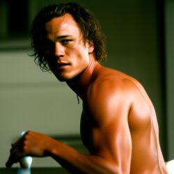 3d_(artwork) blonde_hair gay heath_ledger male muscular_male