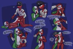 2boys bandages blood blowjob countryhumans cuts drunk dubious_consent fascist_italy_(countryhumans) gay_sex kinfe masochism nazi nazi_germany_(countryhumans) penetration sadism third_reich_(countryhumans) tie wounded