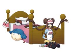 alpha_channel ball_gag bed bondage for_sticker_use fully_clothed no_background png poke_ball_gag pokemon rosa_(pokemon) sticker_template transparent_background transparent_png yukas_armstrong