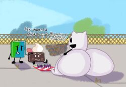 1boy 2girls ass_focus battle_for_dream_island bfdi big_ass book_(bfdi) bubble_butt cake_(bfdi) huge_ass lewdyoshyboy male/female object_show object_shows pillow_(bfdi) sitting tagme the_power_of_two