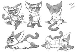 aggressive_retsuko anthro anthro_only ass balls black_and_white bushbaby clothed clothing container crossed_legs cup eyewear fennephilim_fox genitals glass glass_container glass_cup glasses hand_behind_head legwear looking_at_viewer lying male male_only masuo_ikari monochrome multicolored_body on_front on_side one_eye_closed partially_clothed penis pose sanrio sitting slightly_chubby smile smiling_at_viewer smooth_fur solo thigh_highs tongue tongue_out two_tone_body underwear undressing