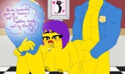 1girls 2boys bad_girl big_breasts big_penis blush breasts caught chamille_(ninjago) duchess_pixal faceless_male lego ninjago nipples nude nude_female purple_hair security_guard spitroast text thought_bubble tournament_of_elements_(ninjago)