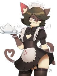 00niine 1boy 2d alternate_version_available anthro bell_collar black_hair cat choker cleavage_cutout crossdressing cup felid feline femboy femboy_only feminine_male fio_(marcus_gray) fur furry girly glasses hair inner_ear_fluff looking_at_viewer maid maid_outfit maid_uniform male male_only mammal marcus_gray narrowed_eyes original original_character seductive siamese siamese_cat solo stockings tail thighhighs tray white_background white_body white_fur wink winking_at_viewer