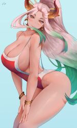 1girls absurd_res absurdres alternate_ass_size alternate_breast_size araneesama arched_back ass big_ass big_breasts blush blush_lines blushing blushing_at_viewer breasts breasts_bigger_than_head cleavage collarbone curvaceous curved_horn curved_horns curves curvy curvy_body curvy_female curvy_figure curvy_hips cutesexyrobutts_(style) deep_cleavage female female_only gigantic_breasts gradient gradient_hair green_hair hartman_hips hi_res high_resolution highres hips horns hourglass_figure huge_breasts large_breasts light-skinned_female light_skin long_hair looking_at_viewer massive_breasts multicolored_hair one-piece_swimsuit one_piece shounen_jump sideboob slim_waist smile smiling smiling_at_viewer solo swimwear tagme thick_thighs thighs thunder_thighs thunderthighs top_heavy very_long_hair white_hair wide_hips yamato_(one_piece)
