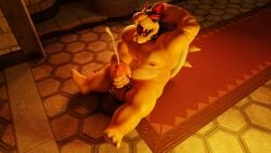 1boy absurd_res anthro bodily_fluids bowser castle cock_ring cum cumshot dargotdruid ejaculation erection genital_fluids genitals hi_res indoors koopa looking_pleasured male male_only mario_(series) masturbation musclegut nintendo penis reptile scalie sitting solo turtle