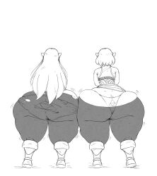 2girls ass_bigger_than_head ass_bigger_than_torso ass_cleavage ass_to_ass big_ass breath_of_the_wild bursting_butt butt_crack enormous_ass fat_ass from_behind huge_ass hyper hyper_ass jpm long_hair monochrome princess_zelda short_hair tagme tears_of_the_kingdom the_legend_of_zelda triforce zelda_(breath_of_the_wild) zelda_(tears_of_the_kingdom)