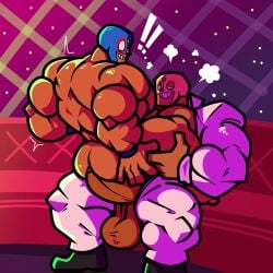 2boys anal anal_sex bara big_balls big_penis brawl_stars buff color commission completely_naked completely_nude completely_nude_male el_primo_(brawl_stars) gay gay_sex hi_res highres hyper_muscles lanopoli male male/male male_only mask masked masked_male muscles muscular muscular_male naked naked_male nude nude_male open_clothes open_shirt pants_down penetration penis penis_in_ass sitting_on_penis