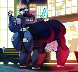 big_ass big_breasts big_butt centaur cyberpunk faceless_forefront female pakaproductions police policewoman robot thick_thighs