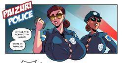 2girls ai_upscaled cop female female_only gigantic_breasts glassfish huge_breasts police policewoman