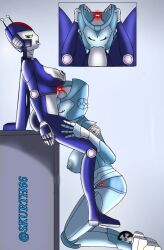 2girls big_breasts blue_nipples breasts chromia female female_only humanoid_robot lesbian lesbian_sex licking_pussy oc pleasure_face robot robot_girl skurth66 skywing_(skur) tongue_out transformers yuri