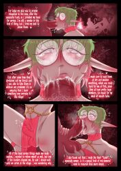 androgynous blowjob blowjob_face comic crossdressing elf gay glasses green_hair kinksparcle text yaoi