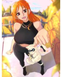 1girls alternative_costume breasts brown_eyes female female_only nami one_piece opalisart orange_hair post-timeskip