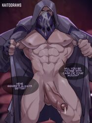 1boy bara beefy big_penis cum daddy kaito_draws looking_at_viewer male male_only manly mask masked merchant_(resident_evil) muscular muscular_male penis resident_evil resident_evil_4 solo solo_male