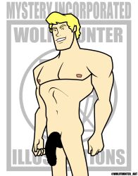 cartoony censored censored_penis erection fred_jones hanna-barbera heavily_censored male_nipples male_only male_pubic_hair masculine mature_male muscles muscular_male mystery_inc pecs scooby-doo scooby-doo_(series) smile smiling smooth_skinned_male solo toony veiny_penis white_background wolffhunter_art