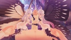 1boy 2girls 3d absurdly_large_cock aerie airy anne_(bravely_second) big_penis bravely_default:_flying_fairy bravely_default_(series) bravely_second:_end_layer breasts butterfly_wings cum cum_on_hair ejaculation fairy fairy_wings ffm_threesome finger_fuck fingering interspecies larger_male light-skinned_female light-skinned_male light_skin micro_female micro_on_macro micro_on_penis minigirl minigirl_on_penis mosaic_censoring nude pointy_ears pussy_juice size_difference slim_waist smaller_female stomach_bulge thick_thighs thigh_boots thighhighs thin_waist threesome white_hair wide_hips witchanon