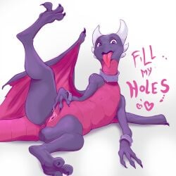 activision cynder dragon female feral genitals kimirera pink_body pink_scales presenting presenting_pussy purple_body purple_scales pussy raised_leg scales solo spyro_the_dragon