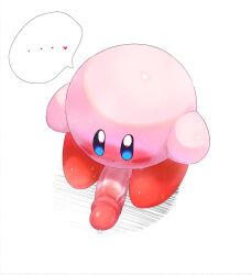 adorable big_balls big_penis big_testicles blue_eyes blush bodily_fluids cute cute_face erection exclamation_point genital_fluids genitals huge_cock hyper hyper_genitalia hyper_penis kirby kirby_(series) male male_only nintendo nude penis pink_body pink_skin red_feet solo solo_male testicles text video_games waddling_head wide_eyed