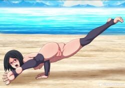 1girls almost_naked anus arched_back arm_support ass_focus bare_shoulders bare_thighs beach bent_forward bent_over big_ass big_butt black_eyes black_hair black_legwear black_thighhighs blush boruto:_naruto_next_generations bubble_ass bubble_butt clitoris dat_ass densekkusu feet feet_up female female_focus female_only flexible from_behind glasses hi_res high_resolution highres large_ass legs_up legwear light-skinned_female light_skin looking_at_viewer naruto naruto_(series) no_bra no_panties nose_blush ocean outdoor_nudity outdoors outside pale-skinned_female pale_skin partially_clothed pinup pose posing sand sarada_uchiha seaside short_hair shounen_jump splits stretching thighhighs toeless_legwear toeless_socks toeless_stockings toes tomboy topless topless_female water yoga yoga_pose