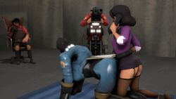 2boys 2girls 3d animated ass big_breasts builders_league_united_(blu) busy camera clothed_sex doggy_style engineer_(team_fortress_2) fast_thrusts female female/female female_focus female_on_female female_on_top female_penetrated fempyro filming filming_sex formal_clothes formal_wear futa futa_on_female glasses hands_and_knees latex_suit laughing miss_pauling multitasking on_bed on_phone pearl_necklace porn_shoot pornography reliable_excavation_demolition_(red) relieved robot_hand sfm skirt skirt_up soldier_(team_fortress_2) sound source_filmmaker strap-on strapon strapon_sex tagme team_fortress_2 thankful thick_ass thick_thighs video video_game working