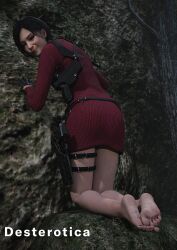 3d ada_wong ada_wong_(adriana) asian asian_female barefoot capcom dest feet foot_fetish kneeling looking_at_viewer resident_evil resident_evil_4 soles toes