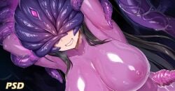 breasts covered_breasts covered_in_goo female female_focus girl girls hair kcccc light-skinned_female light_skin long_hair loving_it only parasite parasitic_possession shiny_skin slimy sweating tentacle thighs transformation transformation_sequence