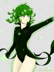 1girls evraadrawns female female_only green_eyes green_hair nipple_bulge nipples_visible_through_clothing one-punch_man solo tatsumaki white_skin