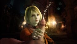 1boy 1girls 3d ashley_graham ashley_graham_(ella_freya) blonde_hair capcom cum cumshot erection female handjob hetero male male_pov penis pov ratounador resident_evil resident_evil_4 resident_evil_4_remake tagme xnalara