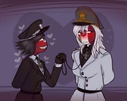 2girls blush countryhumans countryhumans_girl fascist_italy_(countryhumans) female leash lesbian nazi_germany_(countryhumans) third_reich_(countryhumans) yuri