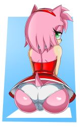 1girls 2020s 2023 amy_rose anthro ass bare_shoulders big_ass clothed clothed_female dat_ass female from_behind full_body furry furry_female green_eyes hair_ornament hairband hedgehog hi_res looking_at_viewer looking_back panties pink_fur pussy_outline sega shoulder_blades sitting solo sonic_(series) sonic_the_hedgehog_(series) sweatdrop tail transparent_background underwear very_short_skirt white_panties yellowjello