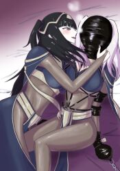 2girls alternate_costume black_panties bodystocking bondage bound breasts chains cosplay duct_tape female female_only femdom femsub fire_emblem fire_emblem_awakening full_bodystocking gag gagged harness improvised_gag intelligent_systems large_breasts multiple_girls nintendo object_on_head panties panties_on_head power_(artist) restrained robin_(fire_emblem) robin_(fire_emblem)_(female) tape tape_gag tharja_(fire_emblem) tharja_(fire_emblem)_(cosplay) underwear yuri