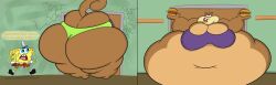 1boy 1girls anthro ass ass_cleavage belly bikini bikini_bottom bikini_top blue_eyes breasts brown_fur burger butt_crack english_text fat female female_focus furry hips hyper hyper_ass hyper_belly hyper_breasts krabby_patty large_ass large_belly large_breasts male nickelodeon obese obese_female overweight overweight_female sandy_cheeks sinkcandycentral smooth_skin sponge spongebob_squarepants spongebob_squarepants_(character) squirrel squirrel_humanoid stomach tan_fur text thick_thighs thighs tie wide_hips