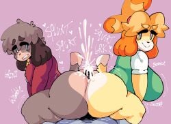 1girls 2boys animal_crossing animal_crossing_new_leaf animal_ears anthro anthrofied ass big_ass big_breasts big_butt bisexual bodily_fluids both_sexes_in_same_situation bottom_heavy bottomless breasts brother brother_and_sister bubble_butt butt canid canine canis clothed clothing collaborative collaborative_hot_dogging collaborative_sex cum cumshot dat_ass digby_(animal_crossing) digital_media_(artwork) disembodied_hand domestic_dog dork_boi doubutsu_no_mori ejaculation fat_ass fat_butt female genital_fluids genitals group group_sex hi_res hot_dogging huge_ass huge_butt isabelle_(animal_crossing) kento_(doubutsu_no_mori) lewd_dorky male male/female male/male mammal nintendo penis plump_ass semi_incest sex shih_tzu shizue_(doubutsu_no_mori) sibling siblings sister thick thick_ass threesome toy_dog twitter