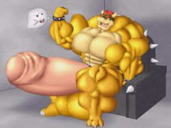 1boy 1other abs animated balls balls_expansion biceps big_balls boo_(mario) bowser bracelet erection extreme_muscles growth huge_balls huge_cock hyper hyper_balls hyper_muscles hyper_penis jewelry male male_focus male_only mario_(series) muscle_growth muscular nintendo nude pecs penis penis_expansion sitting super_mario_bros. testicles throne video_games zerozero