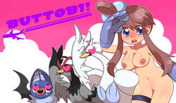 blush breasts censored convenient_censoring female human large_breasts nipples nude pokemon pussy skyla_(pokemon) swanna swoobat uncensored unfezant