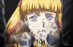 after_oral blonde_hair blue_eyes bukkake censored code_geass cum cum_in_mouth cum_on_tongue ejaculation european fringe hyottokoaki monica_kruszewski oral penis polish saliva skinny sweat tear teenager tongue