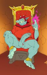 anthro balls bara barazoku big_balls big_penis boner erection feet furry ganon magic male male_only musclegut muscles muscular nintendo pantsless penis sitting solo solo_male suina sus_(pig) the_legend_of_zelda throne tongue_out tusks utx-shapeshifter