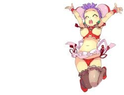 1girls big_breasts bikini_armor_explorers chinese_clothes female female_only jumping medium_breasts nipple_tassels pasties purple_hair solo standing stockings thigh_gap transparent_background