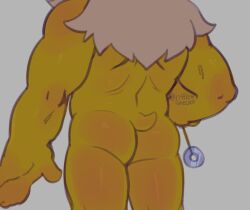 anthro ass friday_night_funkin furry hypno littlegeecko male male_only neck_tuft nintendo pendulum pokemon pokemon_(species) solo solo_male white_hair yellow_body yellow_fur