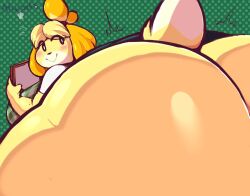 animal_crossing ass atsuinekowo big_ass big_breasts bottomless bottomless_skirt breasts bubble_butt fat female huge_ass isabelle_(animal_crossing) nintendo upskirt