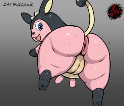 anus ass belly big_anus big_butt bipedal_feral bovid bovine cattle darkened_genitalia digital_media_(artwork) feet female feral generation_2_pokemon genitals hi_res horn huge_anus huge_butt huge_thighs looking_at_viewer looking_back mammal miltank nintendo nipples overweight plump_labia pokemon pokemon_(species) puffy_anus pussy rapistwerewolf rear_view simple_background smile soles solo tail teats thick_thighs udders wide_hips