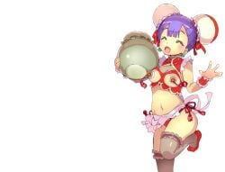 1girls big_breasts bikini_armor_explorers chinese_clothes female female_only medium_breasts nipple_tassels pasties purple_hair solo standing stockings transparent_background