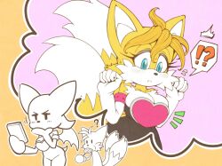 1boy 2girls bat big_breasts fox genderswap_(mtf) imagining michiyoshi older_female older_woman_and_younger_boy outfit_swap rouge_the_bat rule_63 sega sonic_(series) sonic_the_hedgehog_(series) tagme tails tailsko younger_male