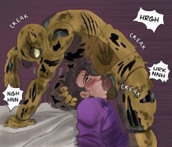 2023 animatronic anthro anthro_penetrating anthro_penetrating_human balls blowjob blush bodily_fluids brown_body brown_fur clothed clothed/nude clothed_male_nude_male clothing digital_media_(artwork) duo english_text erection eye_roll eyebrows face_fucking father/son father_and_son father_son fellatio five_nights_at_freddy's five_nights_at_freddy's_3 fur gay gay_blowjob genitals green_body green_fur he3thenhound head_push hi_res human human_on_anthro human_penetrated incest interspecies irrumatio lagomorph leporid machine male male/male male_only male_penetrated male_penetrating male_penetrating_male mammal michael_afton nude onomatopoeia open_mouth oral oral_penetration parent_and_child parental_incest penetration penile penile_penetration penis rabbit robot saliva scottgames sex shirt sound_effects springtrap springtrap_(fnaf) tan_body tan_skin text topwear vein veiny_penis william_afton