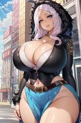 1girls ai_generated curvaceous curvy_body curvy_female curvy_figure enen_no_shouboutai female_focus female_only fire_force highres huge_breasts long_hair princess_hibana seductive_look skirt solo stable_diffusion