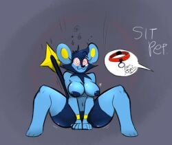 big_breasts breasts davidthewolfx10 legs_apart legs_spread luxio mind_control nude nude_female petplay pokémon_(species) pokemon socket_(outletdraws) swirly_eyes thick_thighs wide_hips