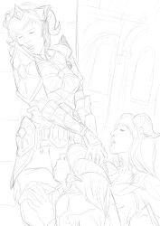 3girls blizzard_entertainment cunnilingus draenei female female_only sketch tipodeincognito warcraft world_of_warcraft yrel yuri