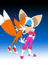 1boy 1boy1girl 1girls anthro artybear bat fox heart-shaped_pupils kissing love_heart older_female older_woman_and_younger_boy rouge_the_bat sega sonic_(series) sonic_the_hedgehog_(series) tagme tails younger_male