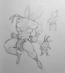 abs antennae_(anatomy) anthro arthropod balls bee big_balls big_penis bodily_fluids clothed clothing dripping english_text genital_fluids genitals graphite_(artwork) greyscale hi_res humanoid_genitalia humanoid_penis hymenopteran insects lewd_bunnie male monochrome muscular muscular_anthro muscular_male nipples nude partially_clothed pecs pencil_(artwork) penis precum precum_drip simple_background solo text traditional_media_(artwork) underwear white_background wings