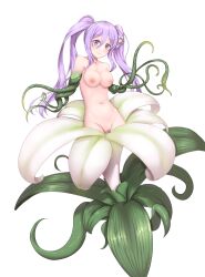 1girls alraune ass breasts female female_only medium_breasts monster_girl navel nipples nude okina_(805197) plant_girl plant_transformation post_transformation princess_connect! pussy shizuru_(princess_connect!) solo tentacle transformation twintails